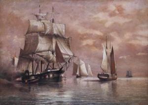 LINCOLN Ephram F. 1800-1900,SHIPS AT SEA,20th Century,Clark Cierlak Fine Arts US 2021-11-13