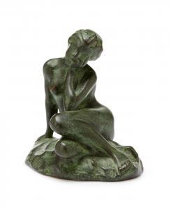 LINDBERG Gustaf 1852-1932,Sittande naken flicka,1918,Stockholms Auktionsverket SE 2011-12-06