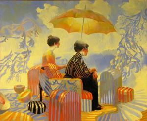 LINDBERG Keith 1938,Two Women, Umbrella,Wickliff & Associates US 2018-09-13