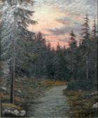 LINDBERG Otto 1880-1955,Skogsstig i aftonrodnad,1916,Uppsala Auction SE 2009-09-28