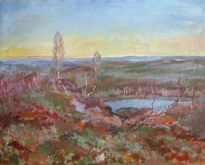 LINDBERG T,Norrländskt landskap med eldar,1947,Uppsala Auction SE 2010-01-25