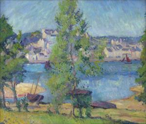 LINDE WALTHER Heinrich 1868-1939,Blick auf den Hafen von Douarnenez in der Br,1910,Galerie Bassenge 2023-11-30