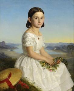 LINDEGREN Amalia 1814-1891,Porträtt föreställande en ung Lilly von E,1859,Stockholms Auktionsverket 2016-12-07