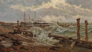 LINDEMANN FROMMEL Manfred 1852-1938,Storm Tide on the Coast,Palais Dorotheum AT 2019-09-18