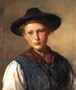 LINDENSCHMIT Hermann 1857-1939,Junge Frau in bäuerlicher Tracht,Palais Dorotheum AT 2020-04-08