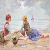 LINDGREN Emil,Fishing girls on a beach at The English Channel in,Bruun Rasmussen 2013-01-07