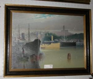 LINDGREN Knute Ellis 1800-1900,motiv från stockholms hamn,1930,Crafoord SE 2009-10-10