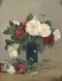 lindley frank 1800-1900,Bouquet of Roses in a Blue Vase,1900,Palais Dorotheum AT 2013-03-13