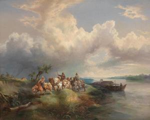 LINDNER Julius 1800-1800,Approaching Storm by a River,1852,Palais Dorotheum AT 2014-06-16
