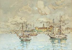 LINDNER Peter Moffat 1852-1949,Fishing Boats in Port,David Lay GB 2024-01-07