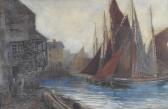 LINDNER Peter Moffat 1852-1949,Fishing boats moored in docks,Halls GB 2016-08-31
