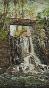 LINDSAY RON,WATERFALL BELOW THE IRON BRIDGE,Ross's Auctioneers and values IE 2016-01-28