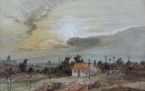 LINDSAY Thomas 1793-1861,figure and building with distant town,1831,Rogers Jones & Co GB 2018-03-02