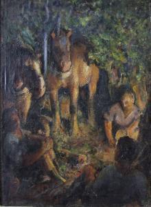 LINDSAY Tom 1882,Gypsies by a camp fire,Canterbury Auction GB 2010-09-14