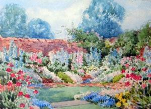 LINDSELL Violet Thorpe 1887-1959,Walled flower garden,The Cotswold Auction Company GB 2018-05-22