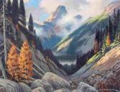 LINDSTROM Matt 1889-1975,ROCKY MOUNTAIN LANDSCAPE WITH LARCH AND MISTY PEAKS,Hodgins CA 2022-05-31