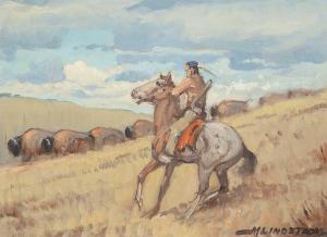LINDSTROM Matt 1889-1975,Untitled - Rider with Bison,Levis CA 2023-05-20
