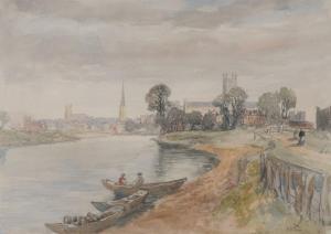 LINES Henry Harris,Riverside landscape, possibly Kingsbury Warwickshi,Wright Marshall 2016-01-21