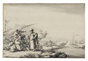 LINGELBACH Johannes 1622-1674,An Oriental talking to seamen awaiting a ferry,Christie's 2024-02-01