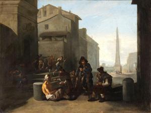 LINGELBACH Johannes 1622-1674,Opera di Misericordia o dar da mangiare agli affa,Bertolami Fine Arts 2023-11-23