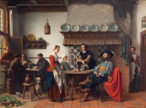 LINGEMANN Lambertus 1829-1894,An interior with officers courting a maiden,1869,Venduehuis 2021-11-21