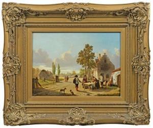 LINGEMANN Lambertus 1829-1894,Markttag in einer kleinen holländischen Stadt Somm,Schloss 2019-12-01