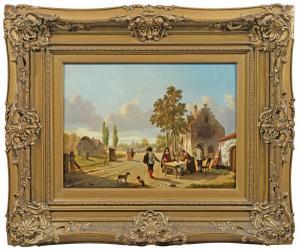 LINGEMANN Lambertus 1829-1894,Markttag in einer kleinen holländischen Stadt Somm,Schloss 2019-05-12
