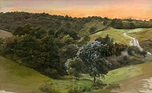 LINNELL William 1826-1906,Surrey Landscape - Sunset,International Art Centre NZ 2023-08-22