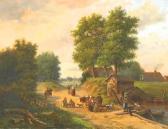 LINNIG Jan Theodor Joseph,Hustle and bustle on the anchory close to the vill,1857,Van Ham 2007-04-21