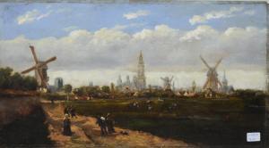 LINNIG Jan Theodor Joseph 1815-1891,Paysage hollandais,Rops BE 2015-07-26