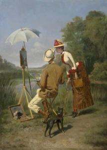 LINSE Johannes 1875-1930,Freilichtmaler mit seiner Staffelei,Galerie Bassenge DE 2020-06-03