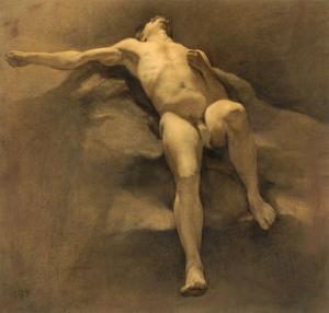 LINSE Johannes 1875-1930,Male nude,1894,Glerum NL 2007-05-21