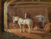 LINTON William Evans 1878-1932,Shire Horses in a Barn Interior,John Nicholson GB 2019-11-27
