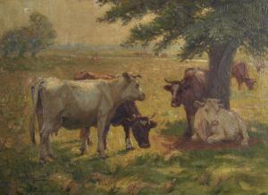 LINTON William Evans,"Summertime", a River Landscape, with Cattle,John Nicholson 2020-06-12