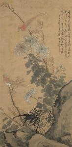 LIO ANXIAN 1800-1800,Paired Birds with Flowers, Bamboo and Rocks,Bonhams GB 2015-10-13