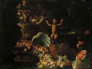 LIONELLI Alberto 1600-1700,Natura morta con figure, trionfi di frutta e fiori,Cambi IT 2011-06-09