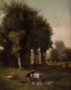 LIPPINCOTT William Henry 1849-1920,BRETAGNE - COWS IN A WOODED LANDSCAPE,Potomack US 2022-09-28