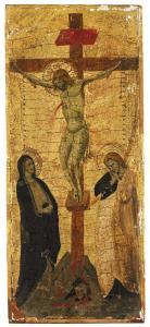 LIPPO DI BENIVIENI,Christ on the Cross with the Virgin and Saint John,Christie's 2001-12-12