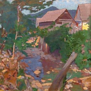 LITTECKY Endre 1880-1953,Houses in Baia Mare,Artmark RO 2023-11-15
