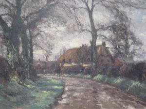 LITTLE George Léon,Impressionist rural wooded lane scene with horses ,Cuttlestones 2021-09-02