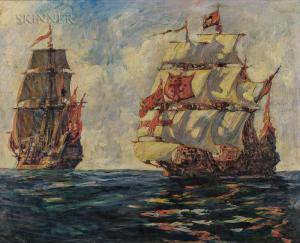 LITTLE Philip 1857-1942,Galleons at Sea,1928,Skinner US 2019-05-10