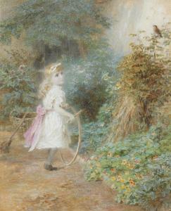LITTLE Walter 1864-1878,Young girl with hoop on a country path,Bonhams GB 2012-09-19