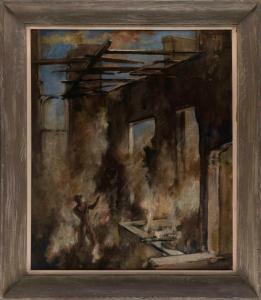 LITTLEFIELD William Horace,Fantasy of a Fire (Ruins with a Figure),1936,Eldred's 2023-07-28