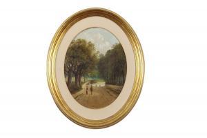 LITTLEWOOD Edward 1863-1896,A pair of oval landscapes with figures along a path,Keys GB 2022-03-25