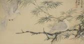 LIU XIE ZHI 1901-1997,White pigeons on bamboo,1989,Maynards CA 2016-06-22