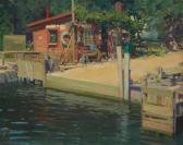 LIVINGSTON David 1883-1924,The ferry landing Saugatuck,1923,John Moran Auctioneers US 2022-05-10