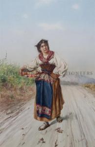 LIVONI 1800-1800,Peasant Girl with Tambourine,Hindman US 2010-06-16