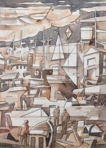 LLANOS Carlos 1930-2014,Harbour scene,FAAM Miami US 2020-05-17