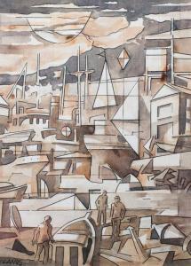 LLANOS Carlos 1930-2014,Harbour scene,FAAM Miami US 2020-07-05