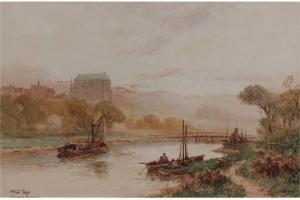 LLOYD Walter Stuart,View of Lancing College and the Old Toll Bridge,Tooveys Auction 2015-07-15